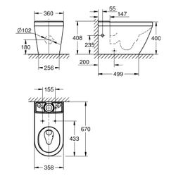 Grohe Stand-WC-Kombination Euro Keramik, back to wall, Alpinweiß, 102489SH00... GROHE-102489SH00 4067393022015 (Abb. 1)