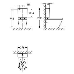 Grohe Aufsatzspülkasten Euro Keramik, Anschluss seitlich/hinten, Alpinweiß, 102502SH0... GROHE-102502SH00 4067393022046 (Abb. 1)