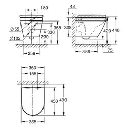 Grohe Wand-Tiefspül-WC kompakt Set Euro Keramik mit WC-Sitz, Alpinweiß, 102509SH00... GROHE-102509SH00 4067393027157 (Abb. 1)
