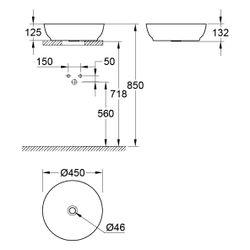 Grohe Essence Aufsatzschale, 450mm, ohne Hahnloch, ohne Überlauf, ohne Ablaufgarnitur... GROHE-103560SH00 4067393032533 (Abb. 1)