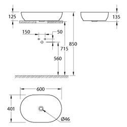 Grohe Essence Aufsatzschale, 600x400mm, ohne Hahnloch, ohne Überlauf, ohne Ablaufgarn... GROHE-103563SH00 4067393032564 (Abb. 1)