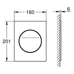 Grohe Arena Aqua Tiles WC-Betätigung, rund, senkrechte Montage für 2-Mengen-Spülung, ... GROHE-104645LS00 4067393039303 (Abb. 1)
