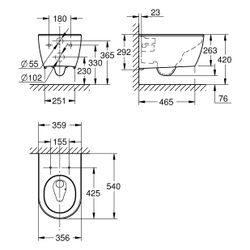 Grohe Essence Wand-Tiefspül-WC Keramik, spülrandlos, Abgang waagerecht, Triple Vortex... GROHE-105535SH00 4067393050599 (Abb. 1)