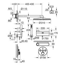 Grohe Purefoam Unterputz-Duschsystem mit SmartControl Thermostat und Kopf- und Handbr... GROHE-1058120000 4067393057512 (Abb. 1)