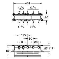 Grohe Grohtherm Aqua Tiles Unterputz-Thermostat-Einbaukörper, 3 Ventile, Abgänge 1/2"... GROHE-1068690000 4067393073246 (Abb. 1)