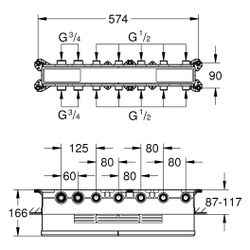Grohe Grohtherm Aqua Tiles Unterputz-Thermostat-Einbaukörper, 5 Ventile, Abgänge 1/2"... GROHE-1068820000 4067393073260 (Abb. 1)