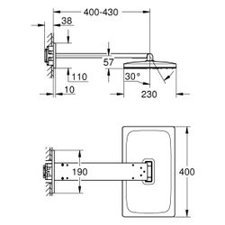 Grohe Rainshower Aqua Kopfbrause-Set 2 Strahlarten, 400x230mm, mit Brausearm 430mm, C... GROHE-107055GN00 4067393074892 (Abb. 1)