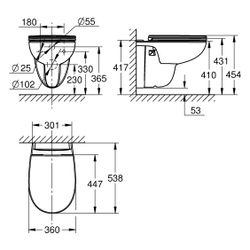 Grohe Wand-Tiefspül-WC Set Bau Keramik, mit Bau Keramik Wand-WC 112 948 SH00 und WC-S... GROHE-112949SH00 4067393096498 (Abb. 1)