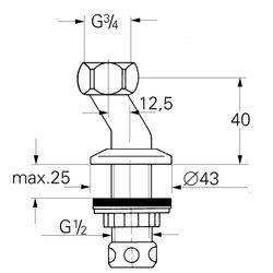 Grohe Anschluss gerade, 1/2" x 3/4", mit StarLight Oberfläche, Chrom, 12020000... GROHE-12020000  (Abb. 1)