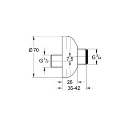 Grohe S-Anschluss, verstellbar 12,5mm, 1/2" x 3/4", Weiß, 12076L00... GROHE-12076L00  (Abb. 1)