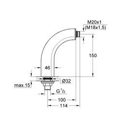 Grohe Standanschluss, 1/2", 100mm Ausladung, 150mm Höhe, StarLight, 12091BE0... GROHE-12091BE0  (Abb. 1)