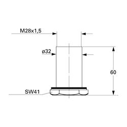 Grohe Schaftverlängerung, M28x1,5, Länge 50mm, Chrom, 12926000... GROHE-12926000 4005176022647 (Abb. 1)