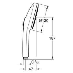 Grohe Euphoria 120 Handbrause, 3 Strahlarten, 120mm, 5,2l/min, mit SmartSwitch, Speed... GROHE-134883DC00 4067393110552 (Abb. 1)