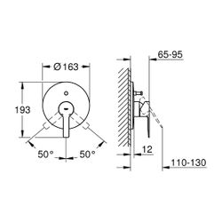 Grohe Lineare Einhand-Wannenbatterie, Fertigmontageset, verdeckte Befestigung, Superste... GROHE-19297DC1 4005176412813 (Abb. 1)