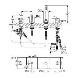 Grohe Allure 4-Loch-Einhand-Wannenkombination Warm Sunset, Oberbau für Fliesenbankmonta... GROHE-19316DA1 4005176513855 (Abb. 1)