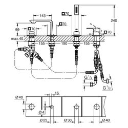 Grohe Allure 4-Loch-Einhand-Wannenkombination Fliesenbankmontage, mit Duschgarnitur, Sa... GROHE-19316MG1 4005176947186 (Abb. 1)