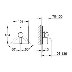 Grohe Allure Einhand-Brausebatterie Fertigmontageset Unterputz, Wandmontage, verdeckte ... GROHE-19317000 4005176821806 (Abb. 1)