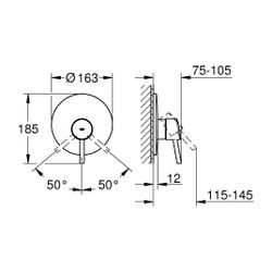 Grohe Einhand-Brausebatterie Concetto, verdeckte Befestigung, Chrom, 19345001... GROHE-19345001 4005176888953 (Abb. 1)