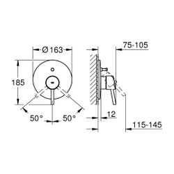 Grohe Concetto Einhand-Wannenbatterie Fertigmontageset, mit Umstelleinheit, Chrom, 1934... GROHE-19346001 4005176889080 (Abb. 1)