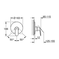 Grohe Eurosmart C Einhand-Brausebatterie, Fertigmontageset für Rapido E, Chrom, 1938300... GROHE-19383000 4005176874765 (Abb. 1)