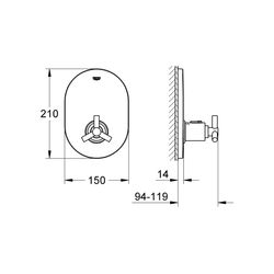 Grohe Atrio Thermostat-Zentralbatterie Fertigmontageset mit Ypsilon-Griff, Chrom, 19392000... GROHE-19392000  (Abb. 1)