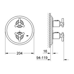 Grohe Atrio Thermostat-Brausebatterie mit Ypsilon-Griff, Messing, Chrom, 19394000... GROHE-19394000 4005176831270 (Abb. 1)