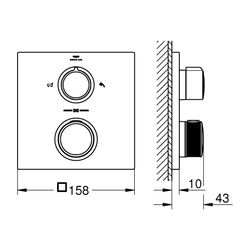 Grohe Allure Thermostat-Wannenbatterie, Hard Graphite gebürstet, integrierte 2-Wege-Ums... GROHE-19446AL2 4005176512759 (Abb. 1)