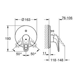 Grohe Eurostyle Einhand-Wannenbatterie, Fertigmontageset, Moon White/Chrom, 19506LS3... GROHE-19506LS3 4005176334542 (Abb. 1)