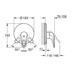 Grohe Eurostyle Einhand-Brausebatterie, Fertigmontageset, offener Metall-Hebelgriff, Mo... GROHE-19507LS3 4005176334528 (Abb. 1)