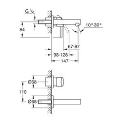 Grohe Concetto 2-Loch-Waschtischbatterie, Wandmontage, Fertigmontageset, AquaGuide, Chr... GROHE-19575001 4005176888366 (Abb. 1)