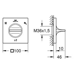 Grohe Allure 3-Wege Umstellung, Fertigmontageset für 29 033, Satin Graphite, 19590MG1... GROHE-19590MG1 4005176947209 (Abb. 1)