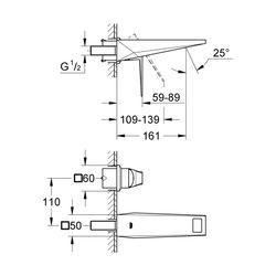 Grohe Allure Brillant 2-Loch-Waschtischbatterie, Fertigmontageset, Ausladung 161mm, Hard Graphite, 1... GROHE-19781A00  (Abb. 1)