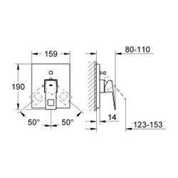 Grohe Eurocube UP-Einhand-Wannenbatterie, Fertigmontageset für Rapido E, Chrom, 1989600... GROHE-19896000 4005176901201 (Abb. 1)