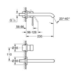 Grohe Essence 2-Loch-Waschtischbatterie, Wandmontage, 230mm Ausladung, Warm Sunset, 199... GROHE-19967DA1 4005176426254 (Abb. 1)