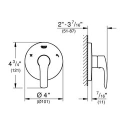 Grohe Eurosmart 5-Wege-Umstellung Fertigmontageset Aufbauteil, Chrom, 19972002... GROHE-19972002 4005176304996 (Abb. 1)