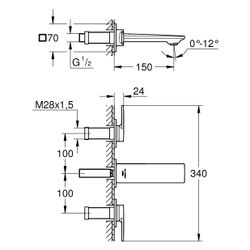 Grohe Allure 3-Loch-Waschtischbatterie, Wandmontage, Fertigmontageset für 29 025, Ausla... GROHE-20189MS2 4005176945205 (Abb. 1)