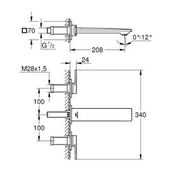 Grohe Allure 3-Loch-Waschtisch-Wandbatterie Cool Sunrise, Ausladung 208mm, Stichmaß 200... GROHE-20193GL2 4005176499913 (Abb. 1)