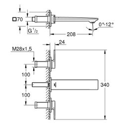 Grohe Allure 3-Loch-Waschtischbatterie, Wandmontage, Fertigmontageset für 29 025, Ausla... GROHE-20193MS2 4005176945212 (Abb. 1)
