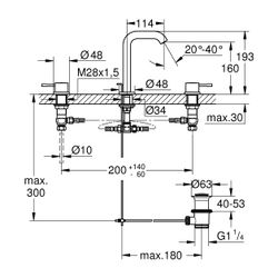Grohe Essence 3-Loch-Einhand-Waschtischbatterie Cool Sunrise gebürstet, 1 1/4" Zugstang... GROHE-20296GN1 4067393033677 (Abb. 1)