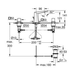 Grohe Allure Brilliant 3-Loch-Waschtischbatterie, 1/2", Standmontage, 161mm Ausladung, Hard Graphite... GROHE-20342A00  (Abb. 1)