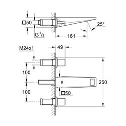 Grohe Allure Brilliant 3-Loch-Waschtischbatterie, 1/2", Wandmontage, 161mm Ausladung, Hard Graphite,... GROHE-20346A00  (Abb. 1)