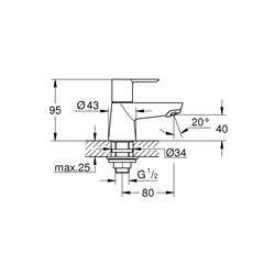Grohe BauEdge Waschtisch-Standventil, 1-Loch-Montage, 5,7l/min, Chrom, 20421000... GROHE-20421000 4005176934353 (Abb. 1)