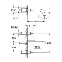 Grohe Atrio PC 3-Loch-Waschtisch-Wandbatterie Warm Sunset gebürstet, Fertigset für Hebe... GROHE-20587DL0 4005176511950 (Abb. 1)