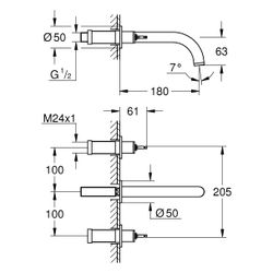 Grohe Atrio Private Collection 3-Loch-Waschtischbatterie, Wandmontage, für Hebelgriffe,... GROHE-20587KF0 4067393056928 (Abb. 1)