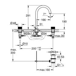 Grohe Atrio PC 3-Loch-Waschtischbatterie Warm Sunset gebürstet Knopfbetätigung, Zugstan... GROHE-20595DL0 4005176499234 (Abb. 1)