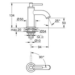 Grohe Atrio Standventil, XS-Size, mit Hebelgriff, Satin Steel, 20658MS0... GROHE-20658MS0 4005176945618 (Abb. 1)