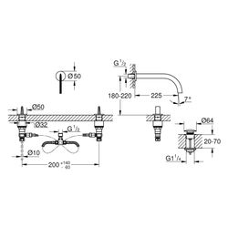 Grohe Atrio Icon 3D 3-Loch-Waschtisch-Wandbatterie, EcoJoy, Ausladung 235mm, Edelstahl,... GROHE-20665SD0 4005176763250 (Abb. 1)