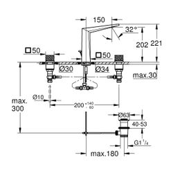 Grohe Allure Brilliant PC 3-Loch-Waschtischbatterie Chrom, Kubusbetätigung Rändelstrukt... GROHE-20670000 4005176791680 (Abb. 1)