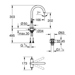 Grohe Atrio PC Waschtisch-Einlochbatterie L-Size, Cool Sunrise gebürstet für Hebelgriff... GROHE-21134GN0 4005176510830 (Abb. 1)