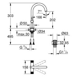 Grohe Atrio Private Collection Waschtisch-Einlochbatterie, L-Size, Knopfbetätigung, Pus... GROHE-21138MG0 4005176944222 (Abb. 1)